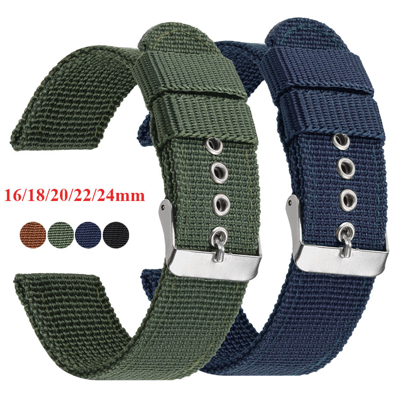 Nylon Nato Strap - Tali Jam Nilon Coklat Hijau Hitam