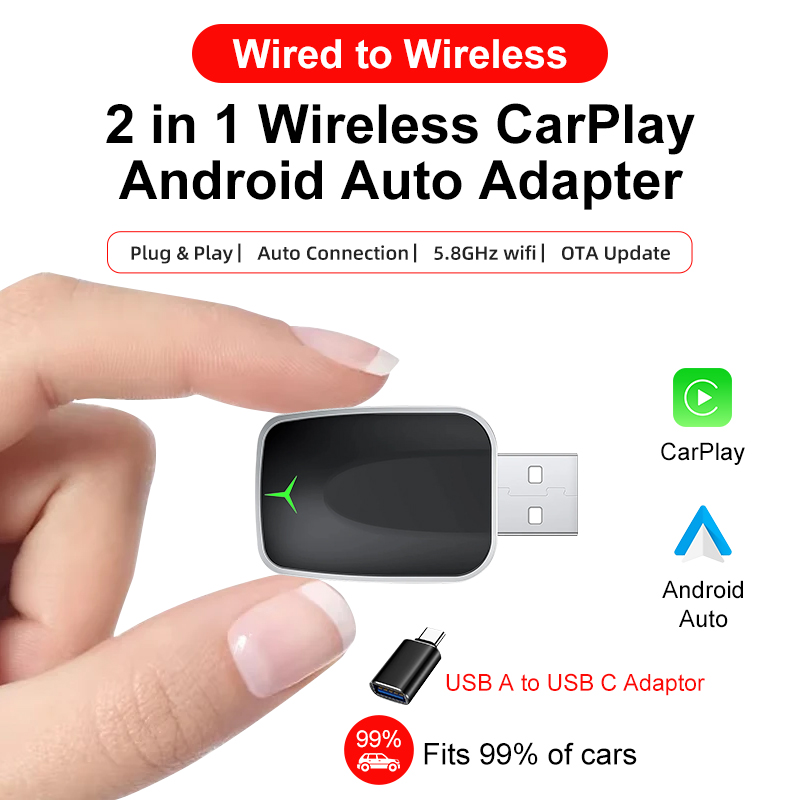 Smartwatch Universal - Adaptor CarPlay Nirkabel 2026 Baru 2-in-1