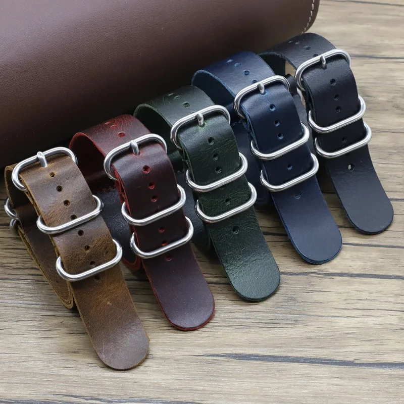 Nylon Nato Strap - Tali jam Kulit Asli Vintage 18mm