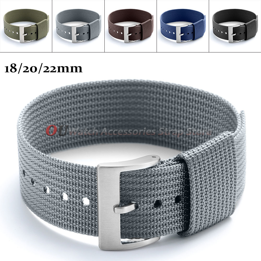 Nylon Nato Strap - Tali Jam Tangan Nilon Bergaris 18Mm