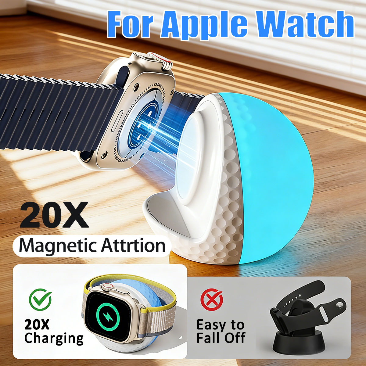 Wireless Charger Watch - Dudukan Pengisi Daya Nirkabel Lampu RGB